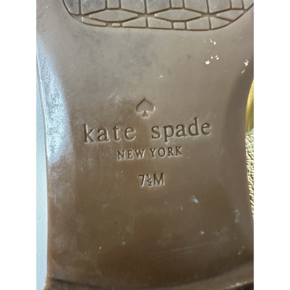Kate Spade Sandals Womens 7.5M Flat Metallic Shoes‎ Bow Slingback Summer Gold - Picture 2 of 6